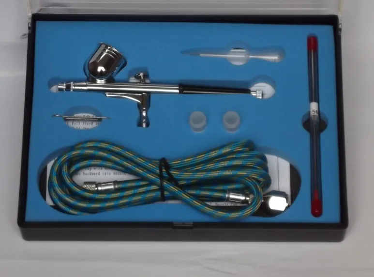 

130K AIRBRUSH KIT HOSE 0.2 0.3 0.5mm NEEDLES & NOZZLES .7cc CUP CRAFT MODEL CAKE