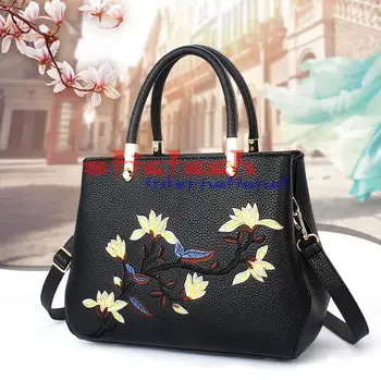 

by dhl or ems 20pcs High Quality Women's PU Leather Top Handle Shoulder Bag lady's Handbag Floral Flower Dating Evening Party
