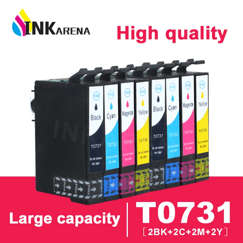 8 шт для картриджей Epson 73N T0731 T0732 T0733 T0734 чернильный картридж CX4905 CX3905 TX100 TX110 TX200 TX210