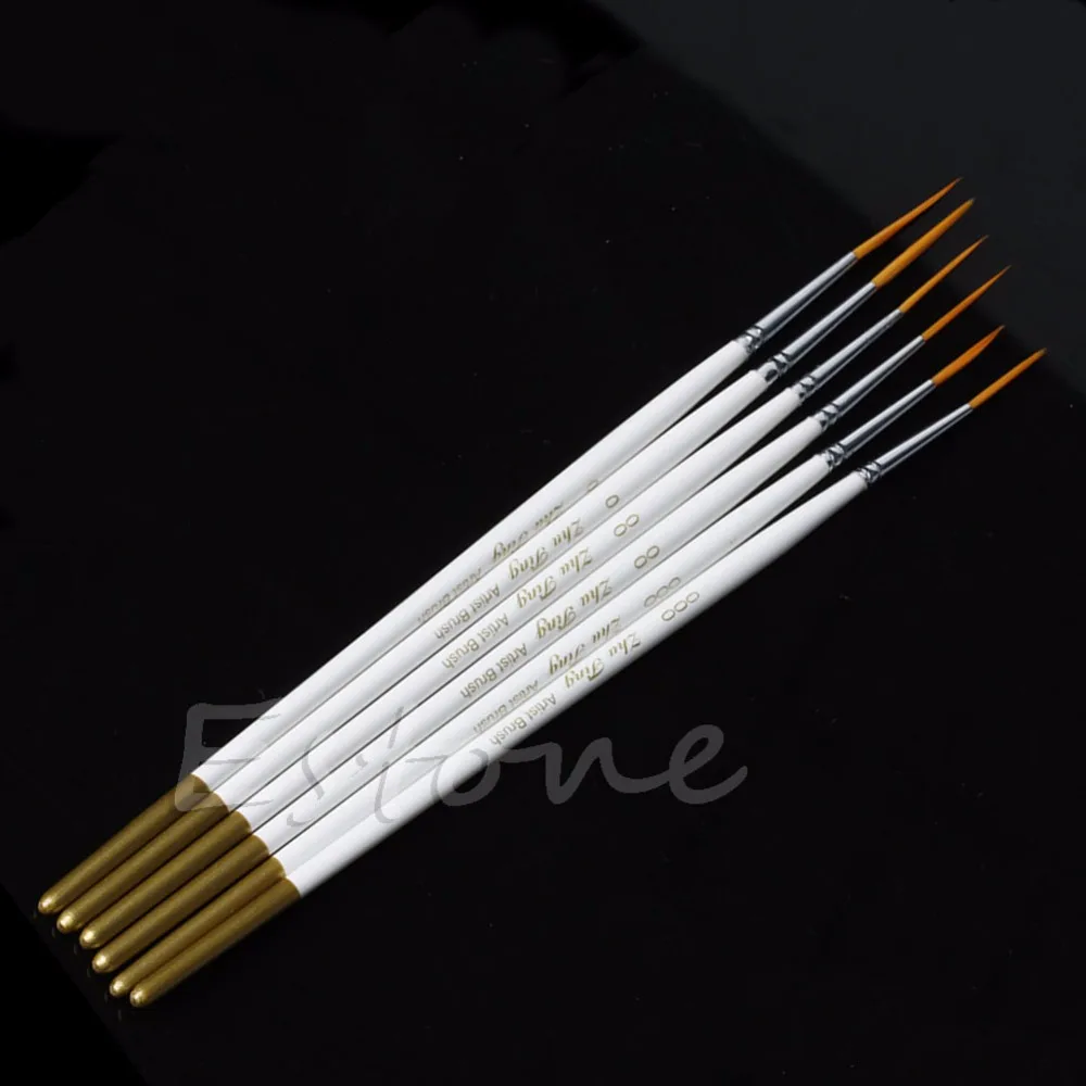 

6Pcs Round Nylon Hair Brush Hook Line Pen Artist Paint Draw Painting Craft Set