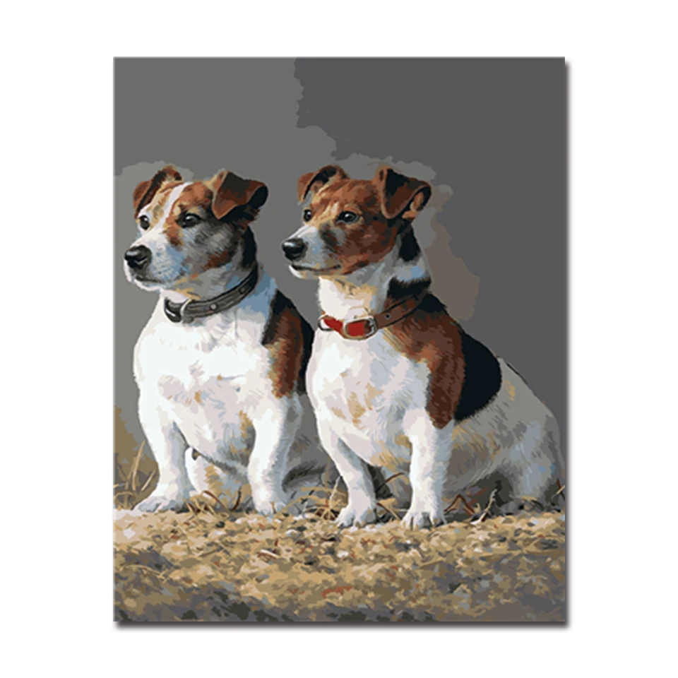 

Framework DIY Digit Oil Painting By Numbers Drawing Kits Abstract Animal Dogs Coloring Pictures On Canvas Fashion Home Wall Art