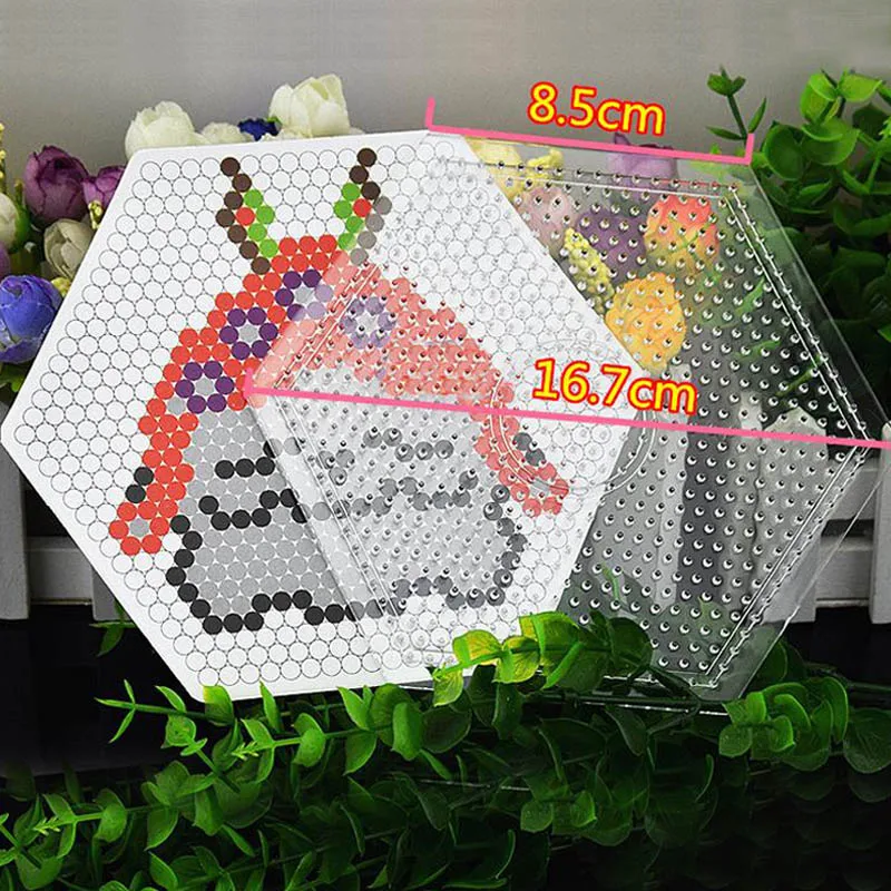 DOLLRYGA 5 мм Хама бусины Perler инструменты Pegboard шаблон доска круговой квадрат Горячая бумага Обучающие DIY рисунок Материал девушка подарок - Цвет: 1x hexagon