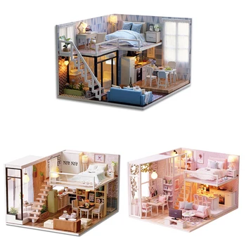 

DIY Doll House 3D Wooden Doll Houses Miniature dollhouse Furniture Kit Toys for Children Christmas Gift L023