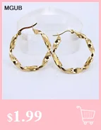 MGUB New design Lightweight stainless steel jewelry gold colors oval Hoop earrings for women LH664