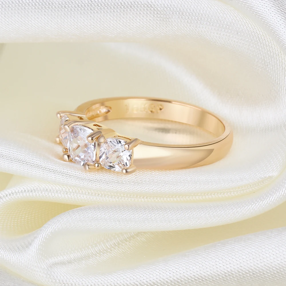 Gold Color Metal Weeding Ring With White Cubic Zirconia Fashion Jewelry Rings For Women Gift Ideas (JewelOra RI103350)
