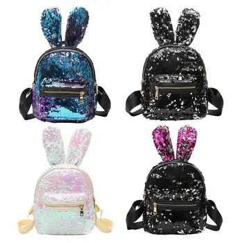 

Mini Sequins Backpack Cute Rabbit Ears Shoulder Bag For Women Girls Travel Bag Bling Shiny Backpack Mochila Feminina Escolar New