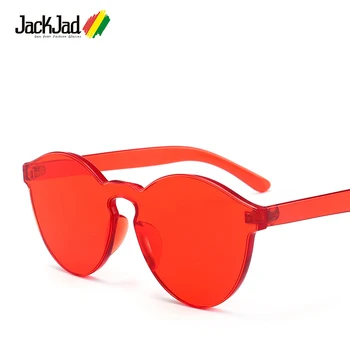 

JackJad 2017 Fashion Transparent Clear Candy Color Rimless Round Frame Sunglasses Brand Design Sun Glasses Oculos De Sol 2005