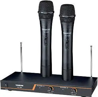 

Takstar TS-7200 2-channel VHF wireless handheld dynamic microphone for karaoke/outdoor activity 140m operating range