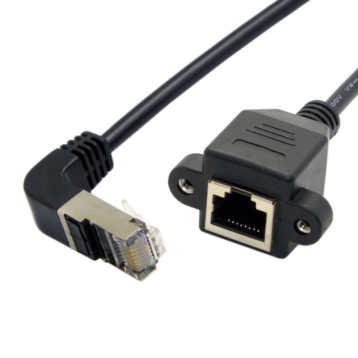 YOUKITTY 90 Degree Down Angled STP UTP Cat 5e Male to Female Panel Mount Ethernet Network Extension Cable 30cm YOUKITTY 90 Degree Down Angled STP UTP Cat 5e Male to Female Panel Mount Ethernet Network Extension Cable 30cm