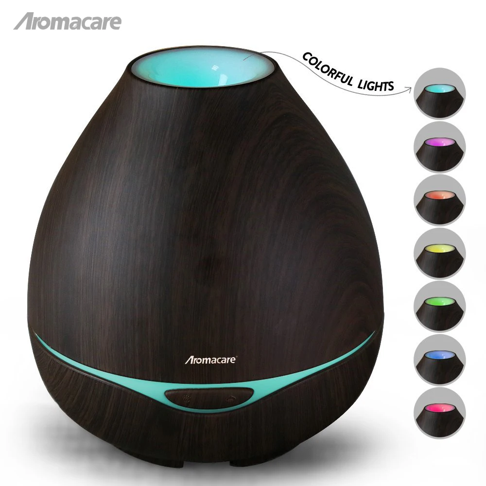 Aromacare Ultrasonic Mist Maker Wood Grain Oil Diffuser 400ml Aroma Diffuser With Colorfule Changing Light Free