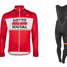 ЗИМА РУНО ТЕПЛОВАЯ LOTTO SOUDAL КОМАНДА С ДЛИННЫМ РУКАВОМ ВЕЛОСПОРТ ДЖЕРСИ ВЕЛОСПОРТ ОДЕЖДА ROPA CICLISMO+ ШОРТЫ 3D ГЕЛЬ PAD НАБОР