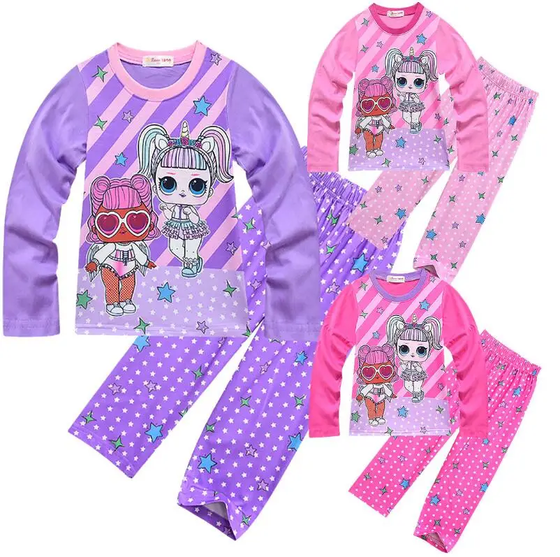 

girls clothing Toddler Kids Pajamas Set Children Sleepwear Suit Lol Dolls for Girls Baby Casual Cotton Nightwear Clothes Infant