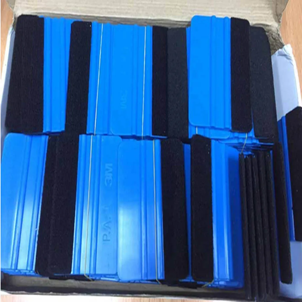 3M Plastic Felt Edge Squeegee Car Vinyl Wrap Application Tool Scraper Decal Blue