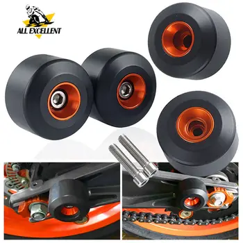 

4 pieces Motorcycle Front Rear Fork Wheel Frame Alxe Slider Ball Crash Protector For KTM DUKE 125 200 390 Orange color
