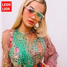 LeonLion женские крупные солнцезащитные очки люксовый бренд конфеты винтажные очки уличные Beat уличные UV400 Oculos De Sol Gafas