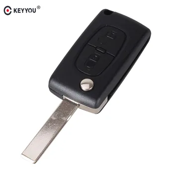 

KEYYOU 10X 2 Buttons Flip Floding Remote Car Key Shell Case Cover For Peugeot 107 207 307 307S 308 407 607 2BT DKT0269 CE0536