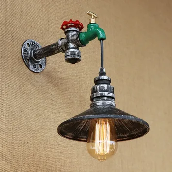 

Retro loft iron with switch Steampunk Water pipe vintage wall lamp E27 110V 220V led lights for cafe bar bedroom living room