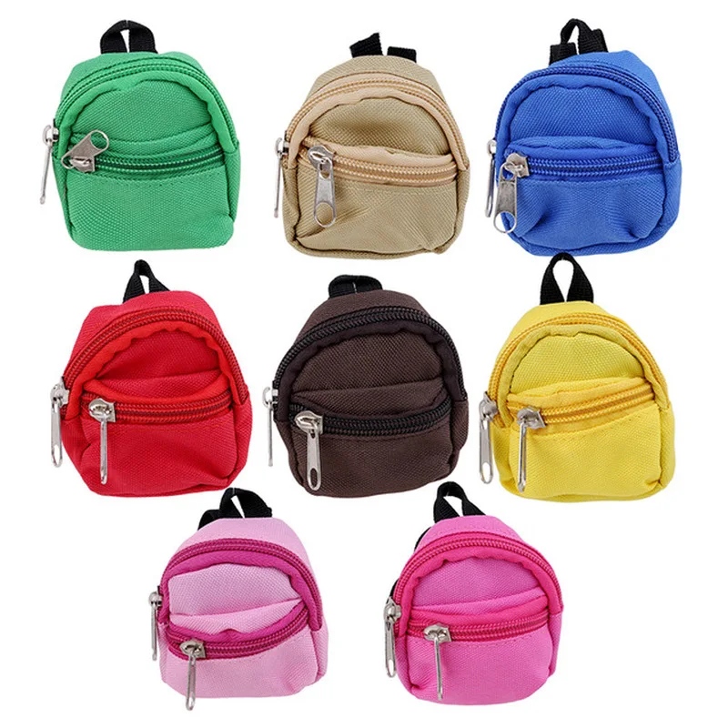 

1PC Cute Zipper Canvas Backpack Bag For Dolls Fashion Mini Coin Bag Doll Clothing Dress Up Accessories