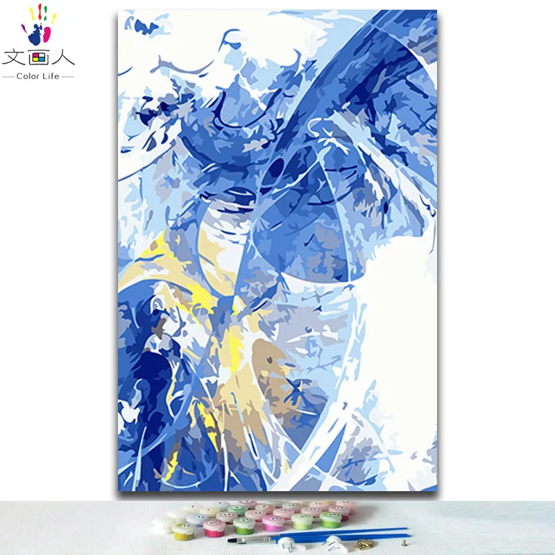 

DIY Coloring paintings by numbers abstract sky landscape pictures paints by numbers with colors kits for adults drawing framed