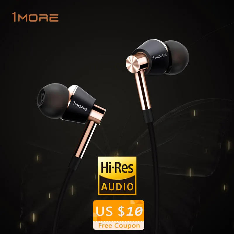  Original Xiaomi 1MORE E1001 Triple Driver headphone Dynamic Hifi Studio Monitor Stereo earphone In-Ear  Earbuds for apple iphone 