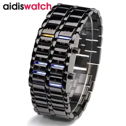 2018 модные креативные Роскошные влюбленных наручные часы Для мужчин Для женщин Сталь синий бинарные Светящиеся светодиодный электронные
