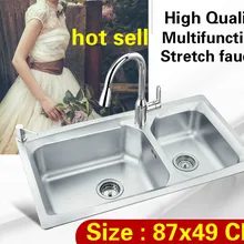 Домашний растягивающийся кран для мытья овощей, двойной кухонный паз, раковина, 304, нержавеющая сталь, роскошный, большой,, 870x490 мм