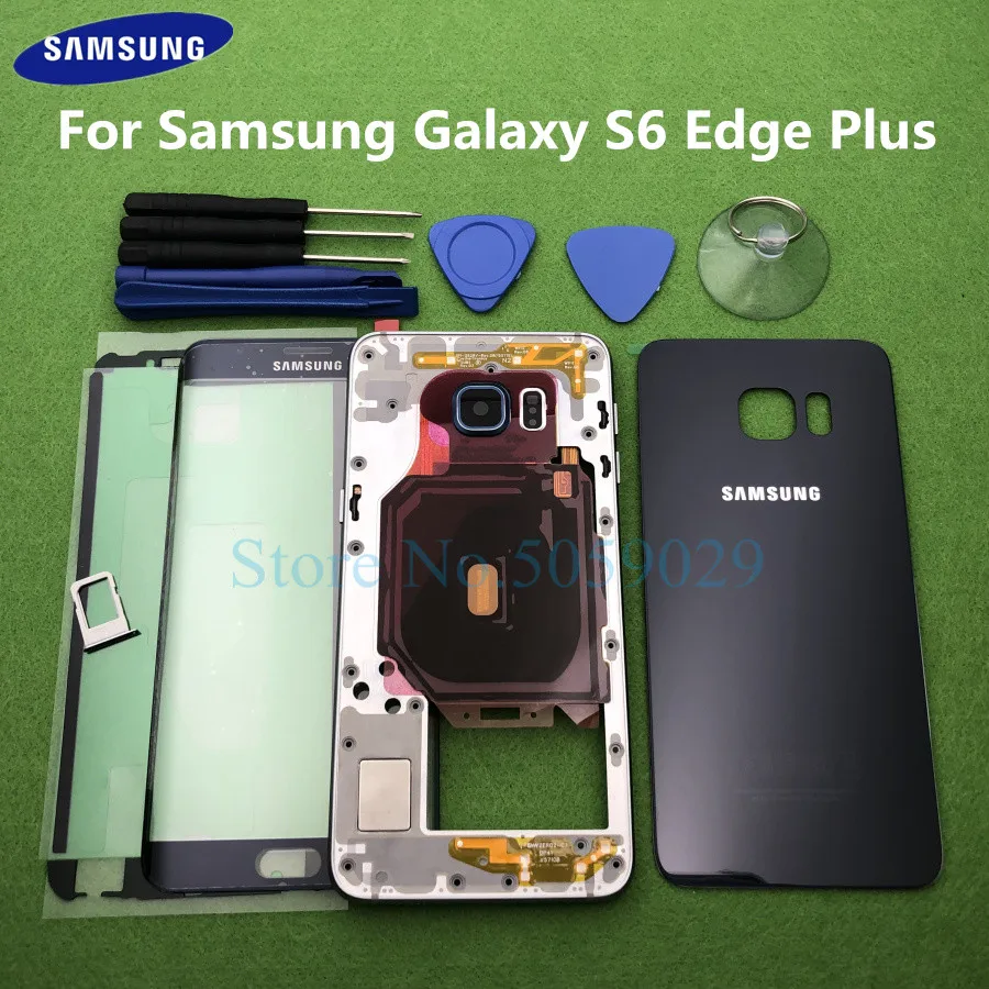 Для samsung Galaxy S6 Edge Plus G928 G928F полный корпус Корпус рамка средняя рамка задняя крышка+ S6+ передняя стеклянная лупа наклейка