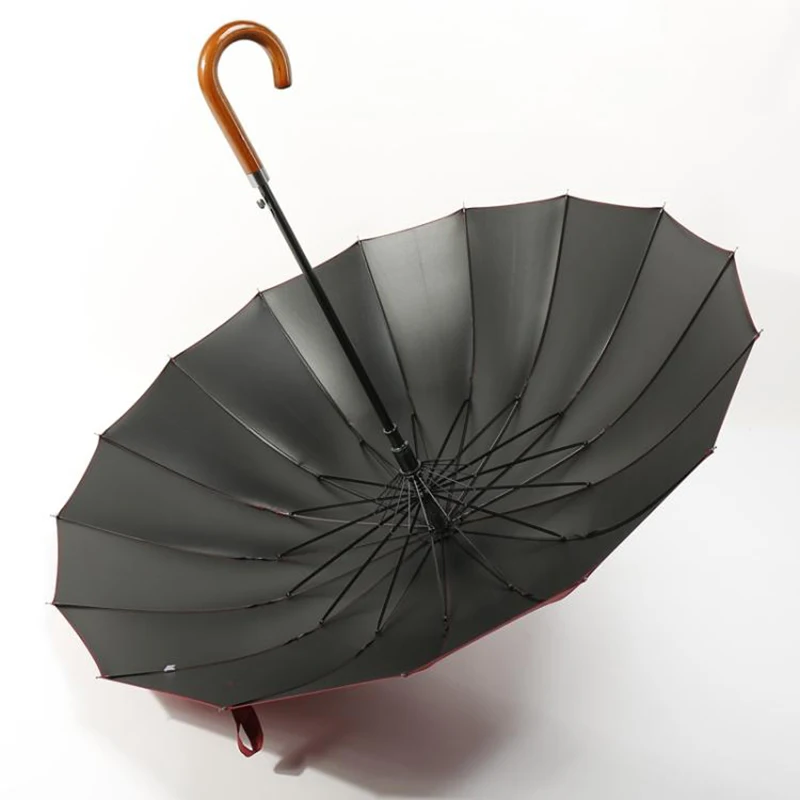 16 ребер из дерева, с длинной ручкой креативный Зонт светодиодный Автоматический ветрозащитный мужской зонт с деревянной ручкой дождь Unbrellas Parapuie 50ys004