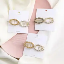 Элегантный Жемчуг Кристалл Геометрия двойной прямоугольник круглый заколки для волос Шпилька Модные свадебные обручение головны