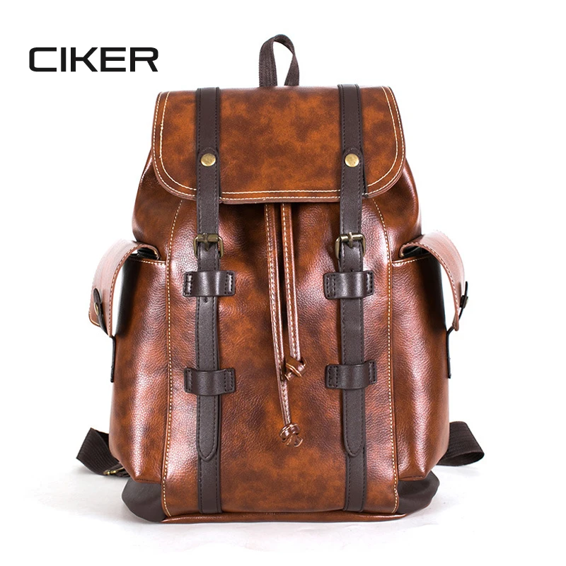 

CIKER Brand Preppy Style Leather School Backpack Bags For College Famous Design Men Casual Daypacks mochila Unisex New Bookbag