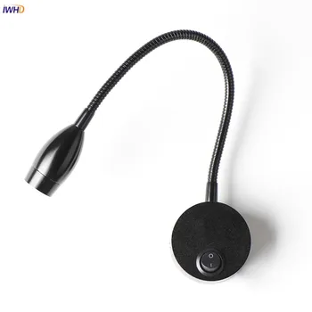 

IWHD Modern LED Wall Lights For Home Lighting With Switch Bedroom Reading Beside Lamp Black Wall Sconce Stair Light Wandlamp