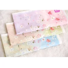 Носовые платки 48*48 см женские мягкие красивые хлопковые платки высокого качества Многоразовые Квадратные платки вышивка Сакура лучшие подарки SY1899