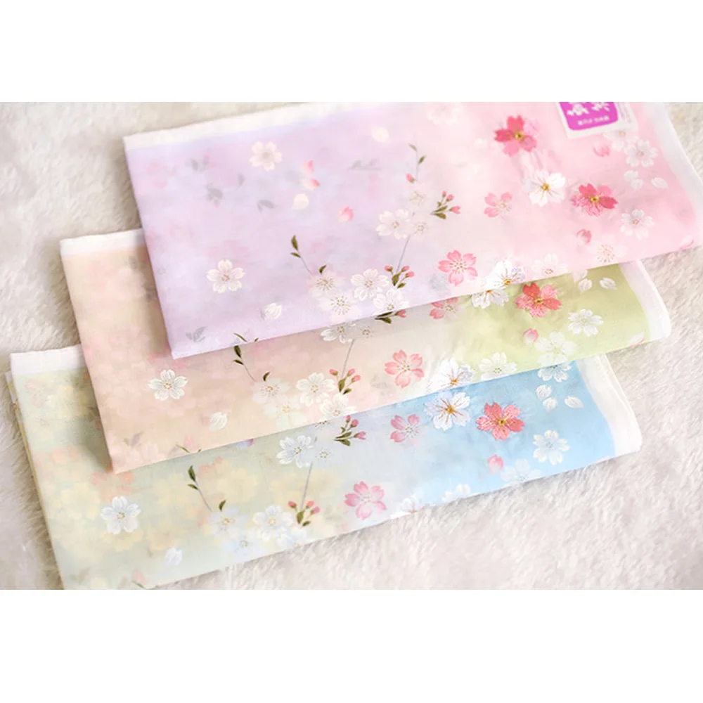 

Handkerchiefs 48*48cm Women's Soft Nice Cotton Kerchiefs High Grade Multi-use Square Hankies Embroidery Sakura Best Gifts SY1899