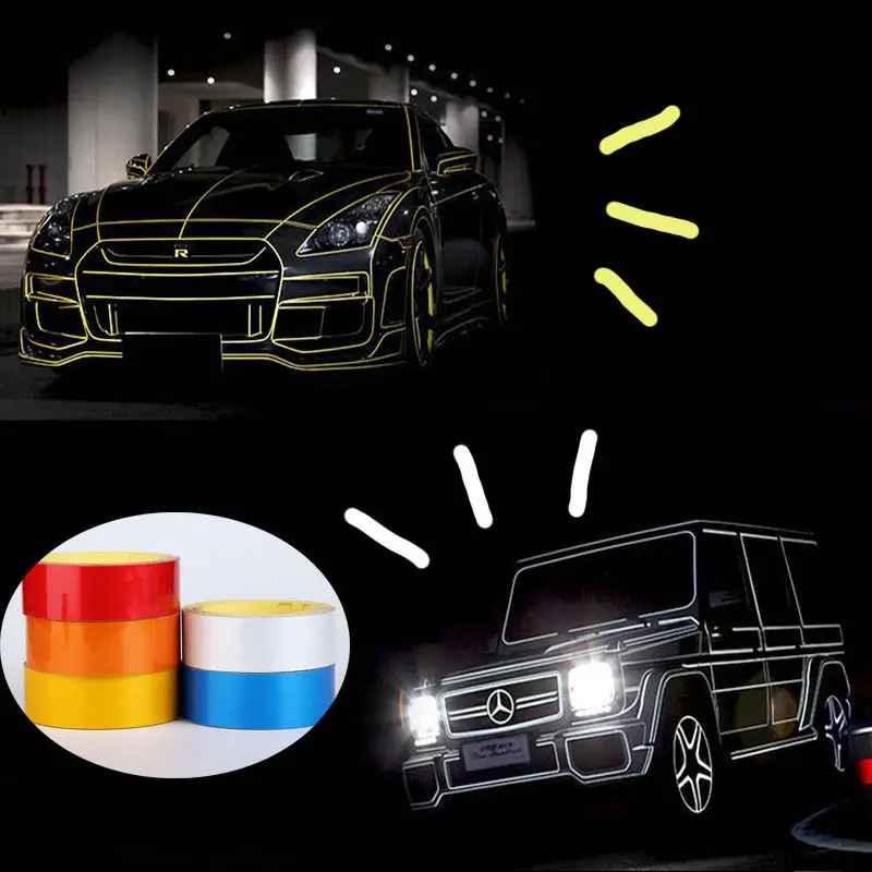 1Roll 5m Car Styling Reflective Safety Warning Stripe Decal Car Auto