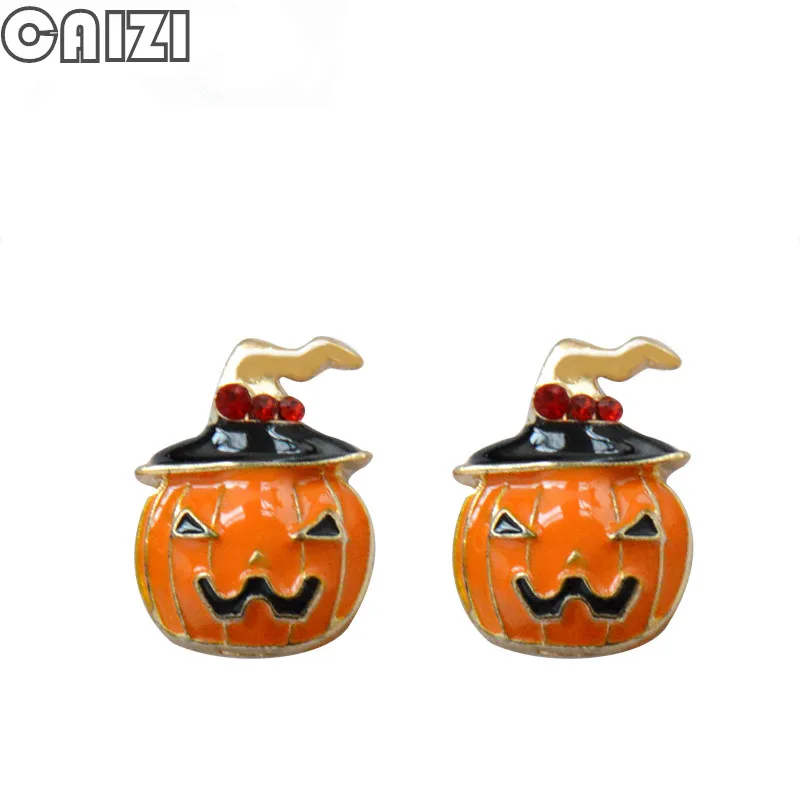 

CAIZI 2020 New Fashion Pumpkin Earrings for Women Cute Pendientes Crystal Stud Earring Halloween brincos Party Jewelry Gifts