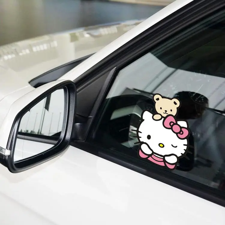 

Funny Car Sticker Hello Kitty Watching Lovely Cartoon Decal For Benz Smart Fortwo Vw Golf Polo Peugeot 206 Opel Skoda Lada Kia