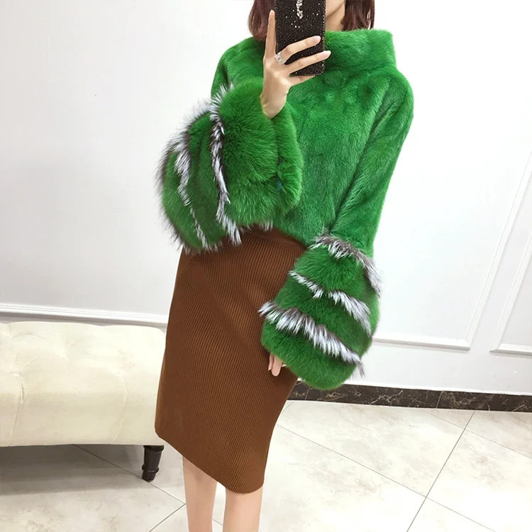 luxury brand genuine natural mink fur poncho coat (1)