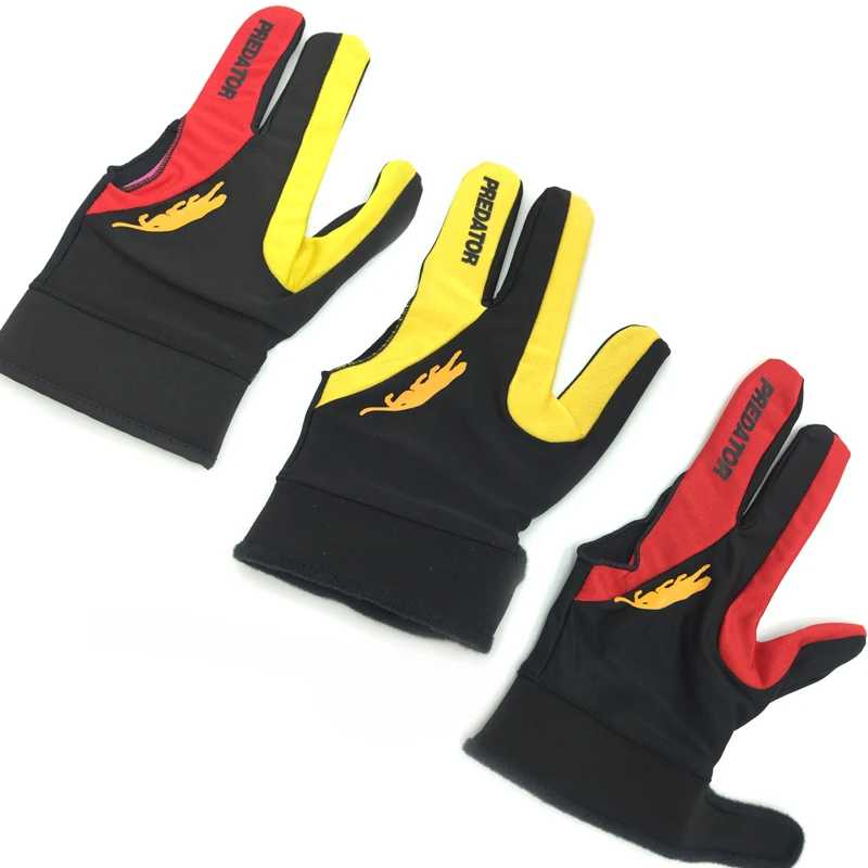 100 шт/лот кий бильярдные перчатки для игры в пул 3 пальца перчатки красные и желтые бильярдные перчатки снукер перчатки высокого качества