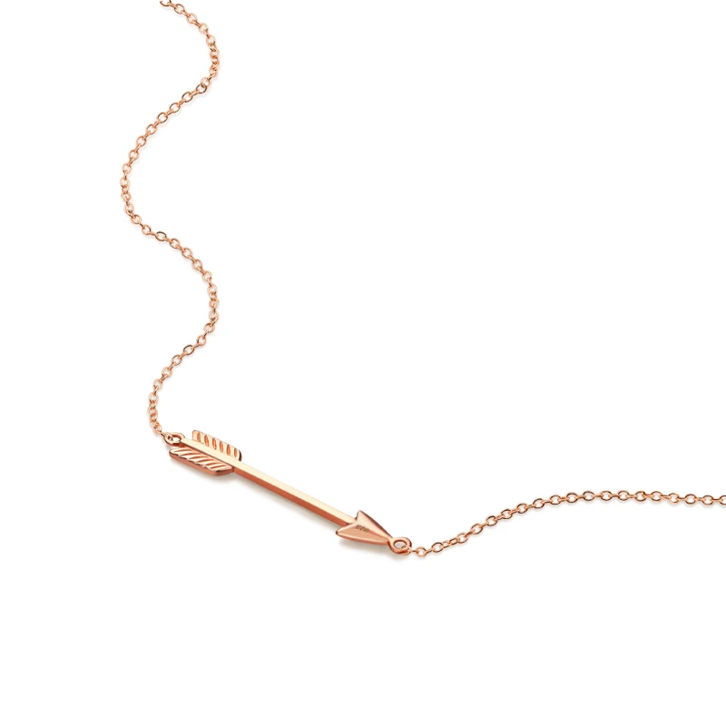 

Personalized Gold Rose Cupid's arrow pendant chain Jewelry Women 100% 925 sterling silver Choker Necklaces Engraved Lady Gifts