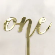 Один Топпер для торта, один Золотой Деревянный Топпер для торта, один год рождения, первый день рождения ребенка, Заказная лазерная резка Топпер для торта