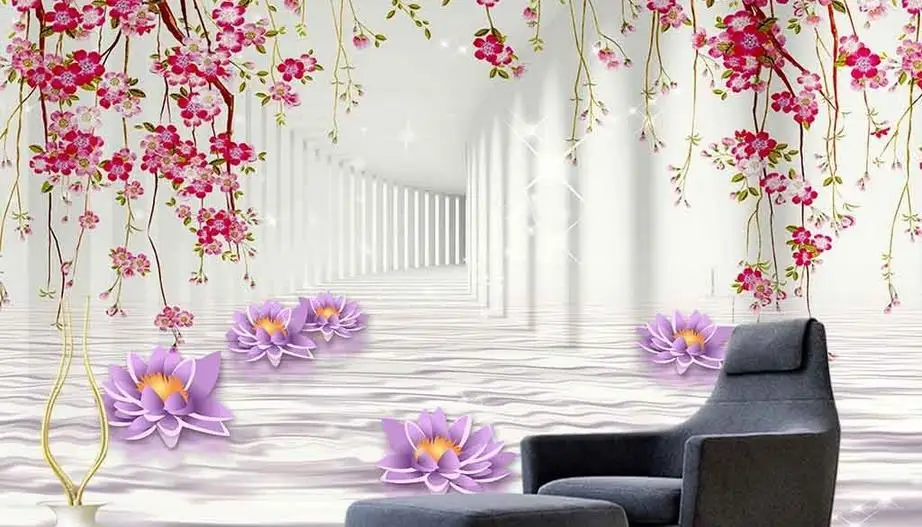 

custom 3D wallpaper Flower plum flowers TV backdrop wallpaper living room photo 3d stereoscopic 3d wallpaper