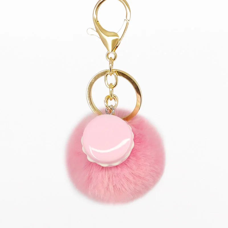 

Macaron Fur Pompom Keychain Plush Ball Key Chains Bag Decorative Pendants Charms Car Key Ring Accessories Fashion Jewelry Gifts