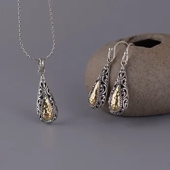 

S925 silver retro women's fashion temperament K gold earrings