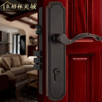 

Full copper interior door locks American simple solid wood door locks door locks pure copper modern