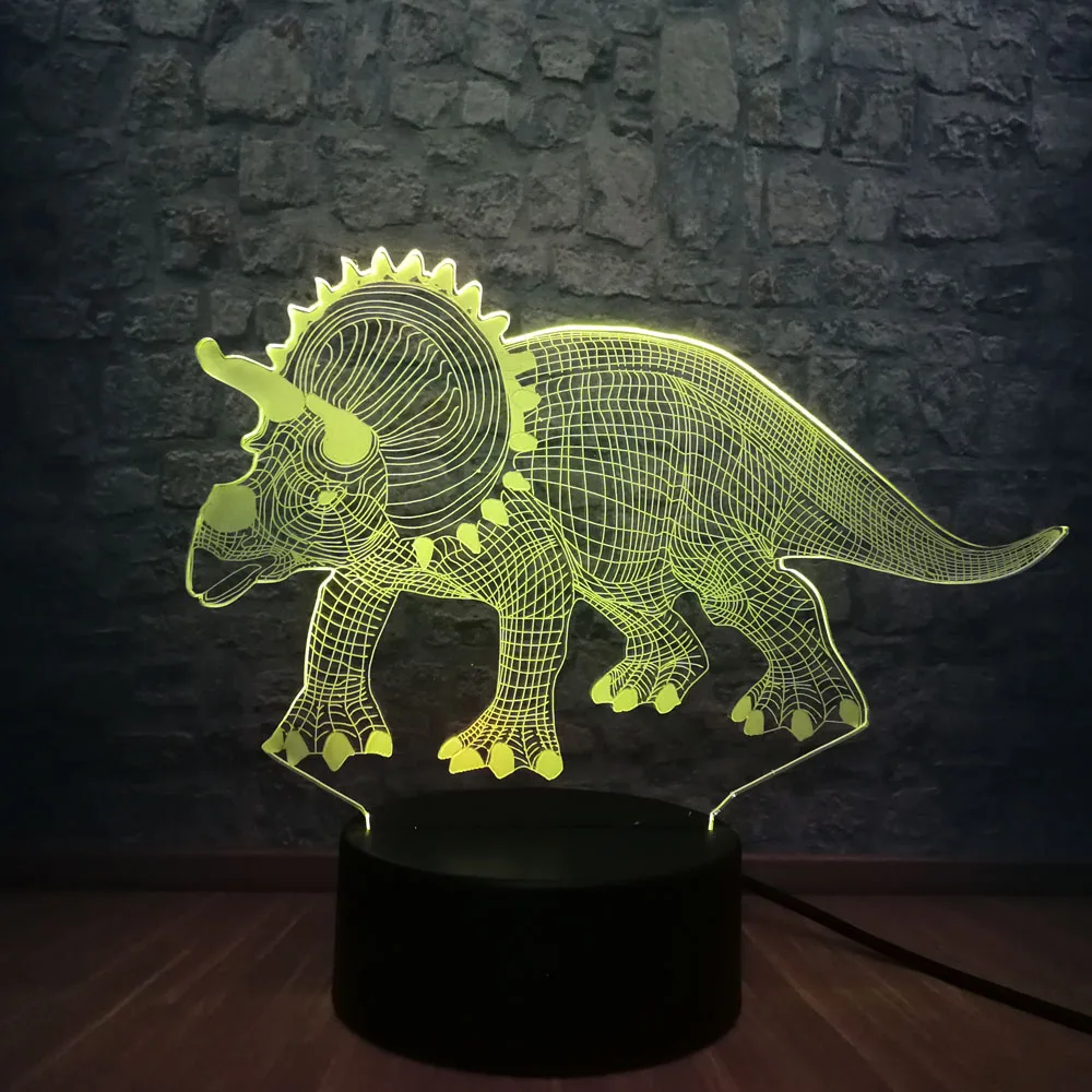 

3D Jurassic Park Dinosaur Night Light Atmosphere 7 Color Change Illusion Bedside Decor Bedroom Sleep Lamp Boy Birthday Gift Toys