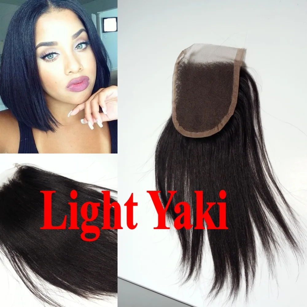 Mongolian Coarse Yaki Lace Closure 4x4 Free Middle 3 Part Closure