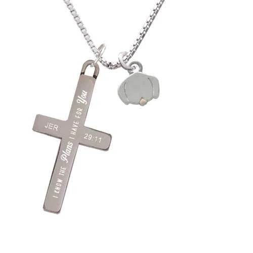 Mini Dog Face with Tongue - Plans I Have for You - Cross Necklace (1)