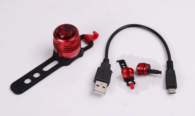 USB Перезаряжаемые 3-Mode велосипед задний фонарь велосипед задний Предупреждение красный светильник Алюминий сплав+ силикон
