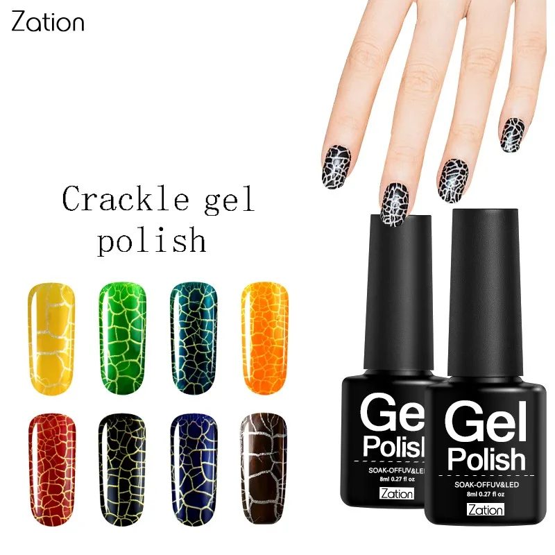Zation Gel Varnish Crackle Shatter Top and Base Needed Colorful