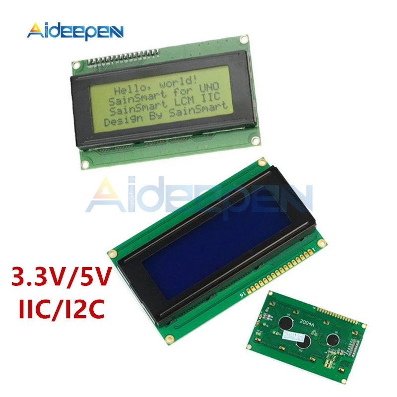 

2004 20x4 LCD Blue/Green Backlight Screen Display Module 3.3V/5V IIC/I2C Serial Interface Adapter Board For Arduino DIY Kit